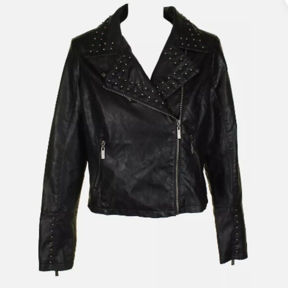 Jou Jou classic black silver studded faux-leather jacket - Picture 2 of 4
